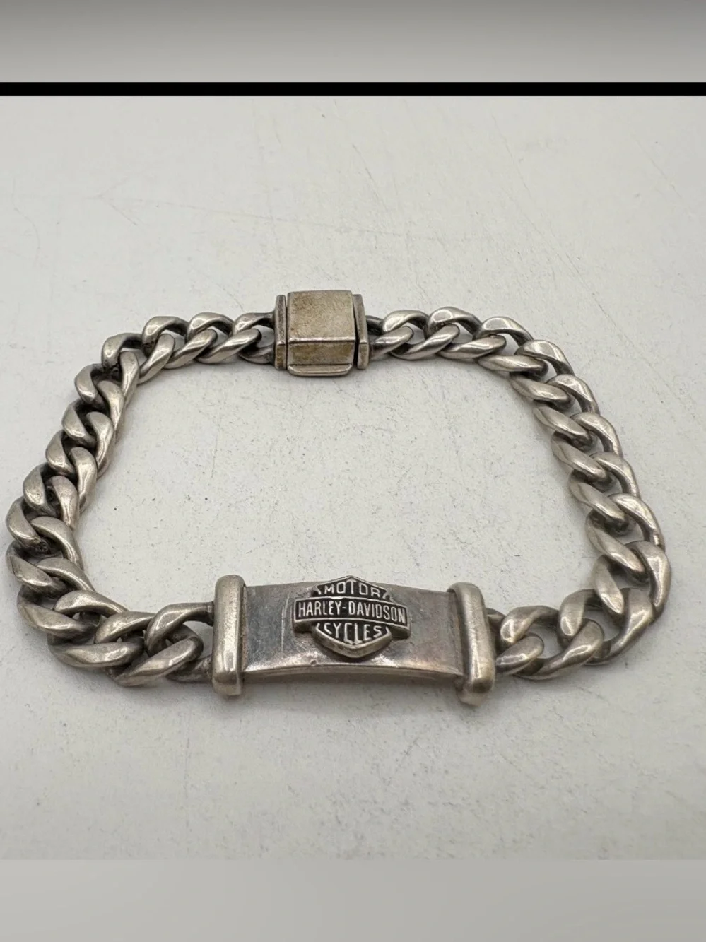 Vintage Sterling Silver Harley-Davidson Curb Link Bracelet 27G RARE
